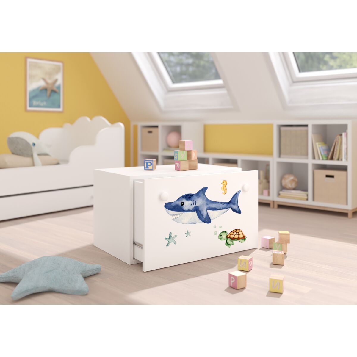 Toy box INGA – White + Sea Animals + SEA ANIMALS Toy box INGA – White + Sea Animals + SEA ANIMALS