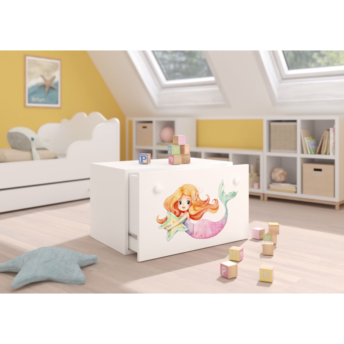Toy box INGA – White + Mermaid With A Star + MERMAID WITH A STAR Toy box INGA – White + Mermaid With A Star + MERMAID WITH A STAR