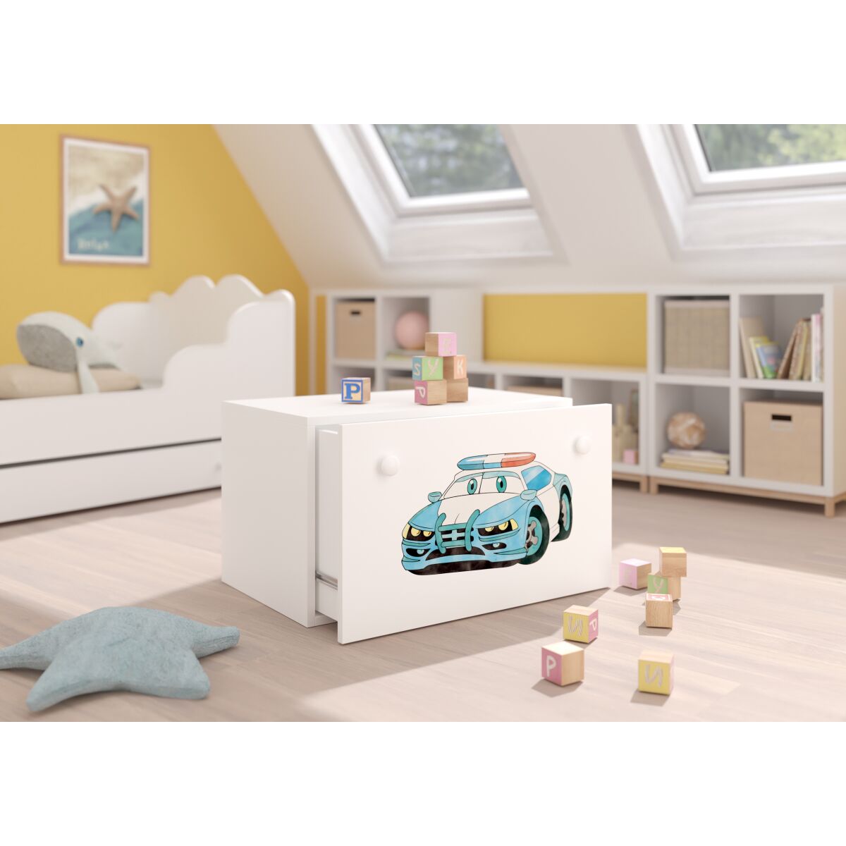 Toy box INGA – White + Police CAR + POLICE CAR Toy box INGA – White + Police CAR + POLICE CAR