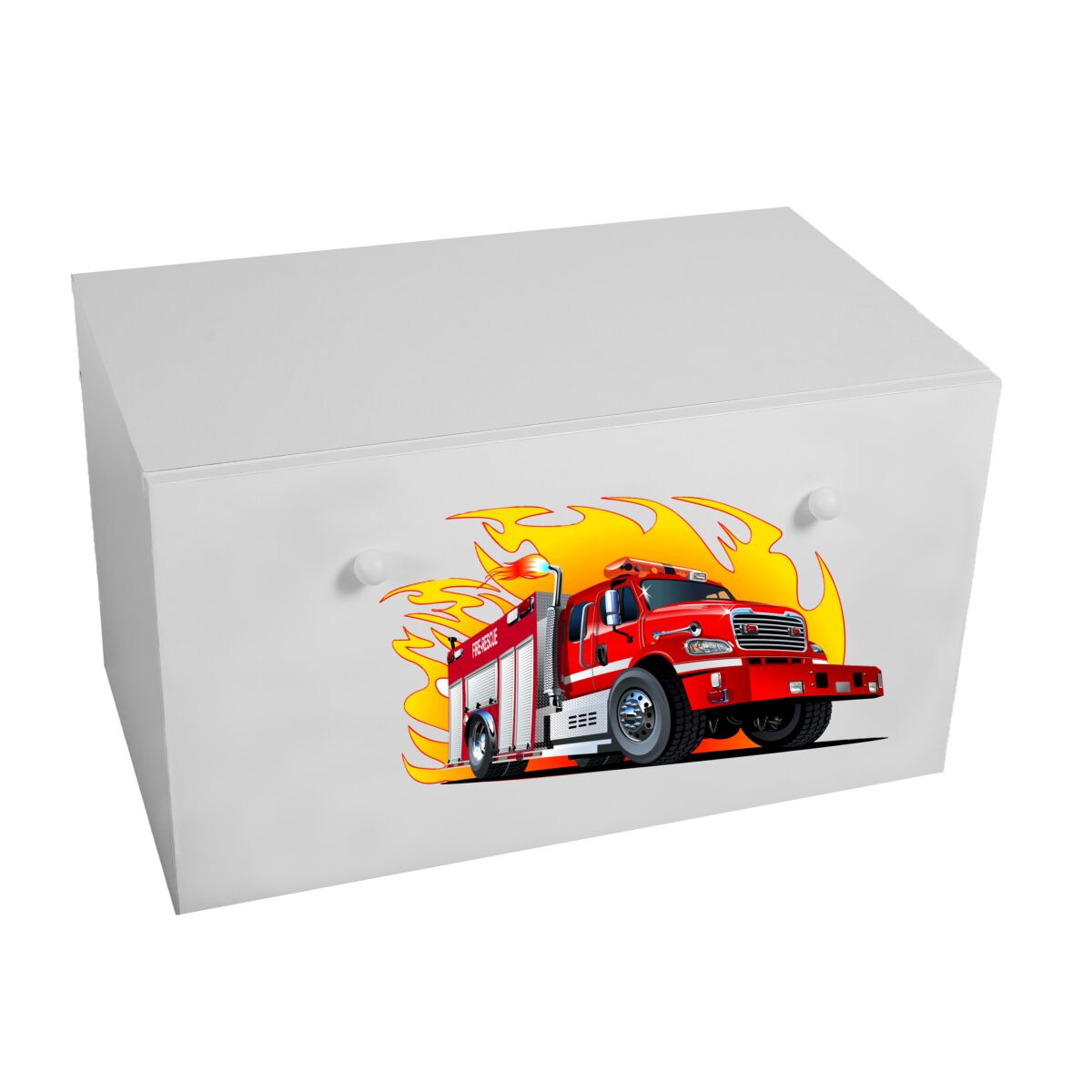 Toy box INGA – White + FIRE TRUCK Toy box INGA – White + FIRE TRUCK