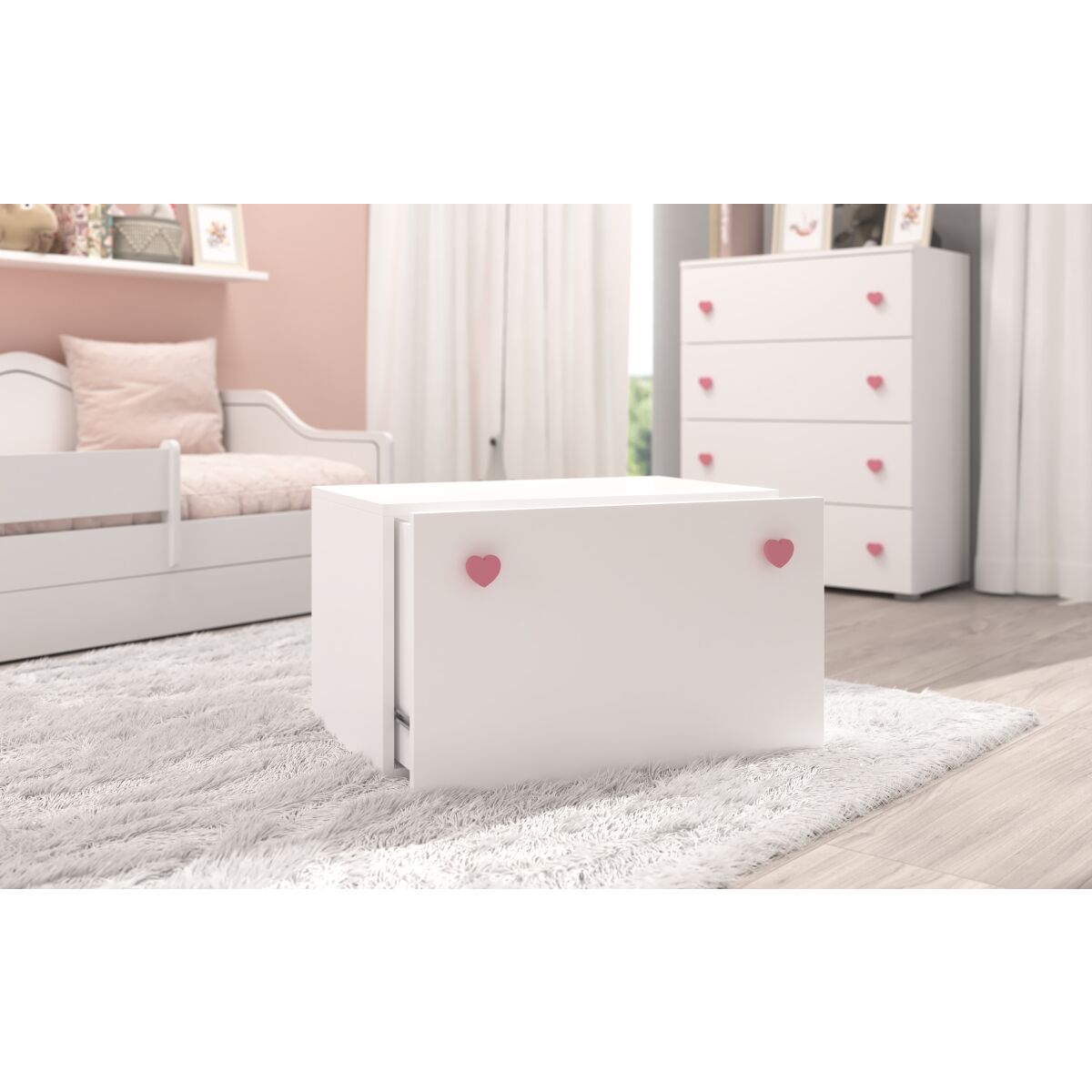 Toy box INGA – White + Pink Toy box INGA – White + Pink