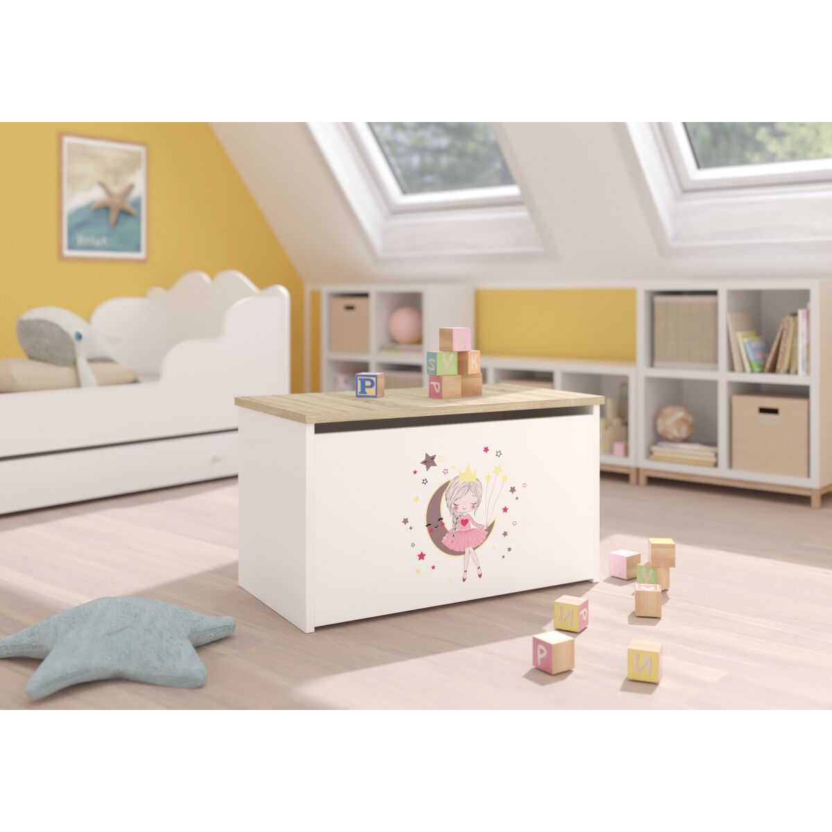 Toy box DARIA – White + Sonoma + SLEEPING PRINCESS Toy box DARIA – White + Sonoma + SLEEPING PRINCESS