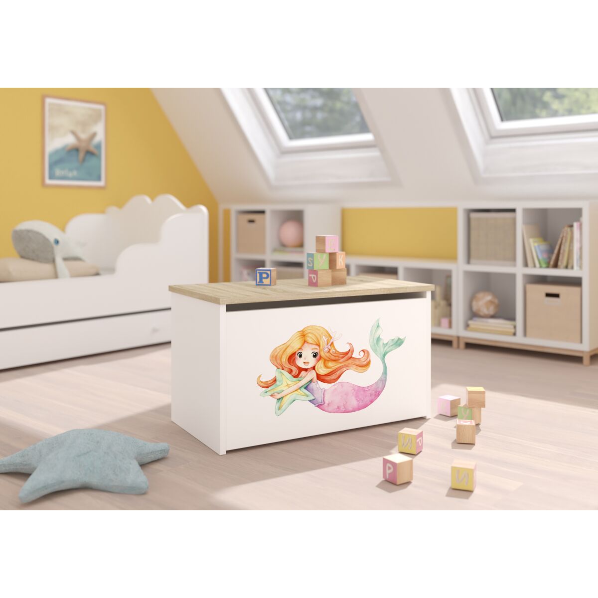 Toy box DARIA – White + Sonoma + MERMAID WITH A STAR Toy box DARIA – White + Sonoma + MERMAID WITH A STAR
