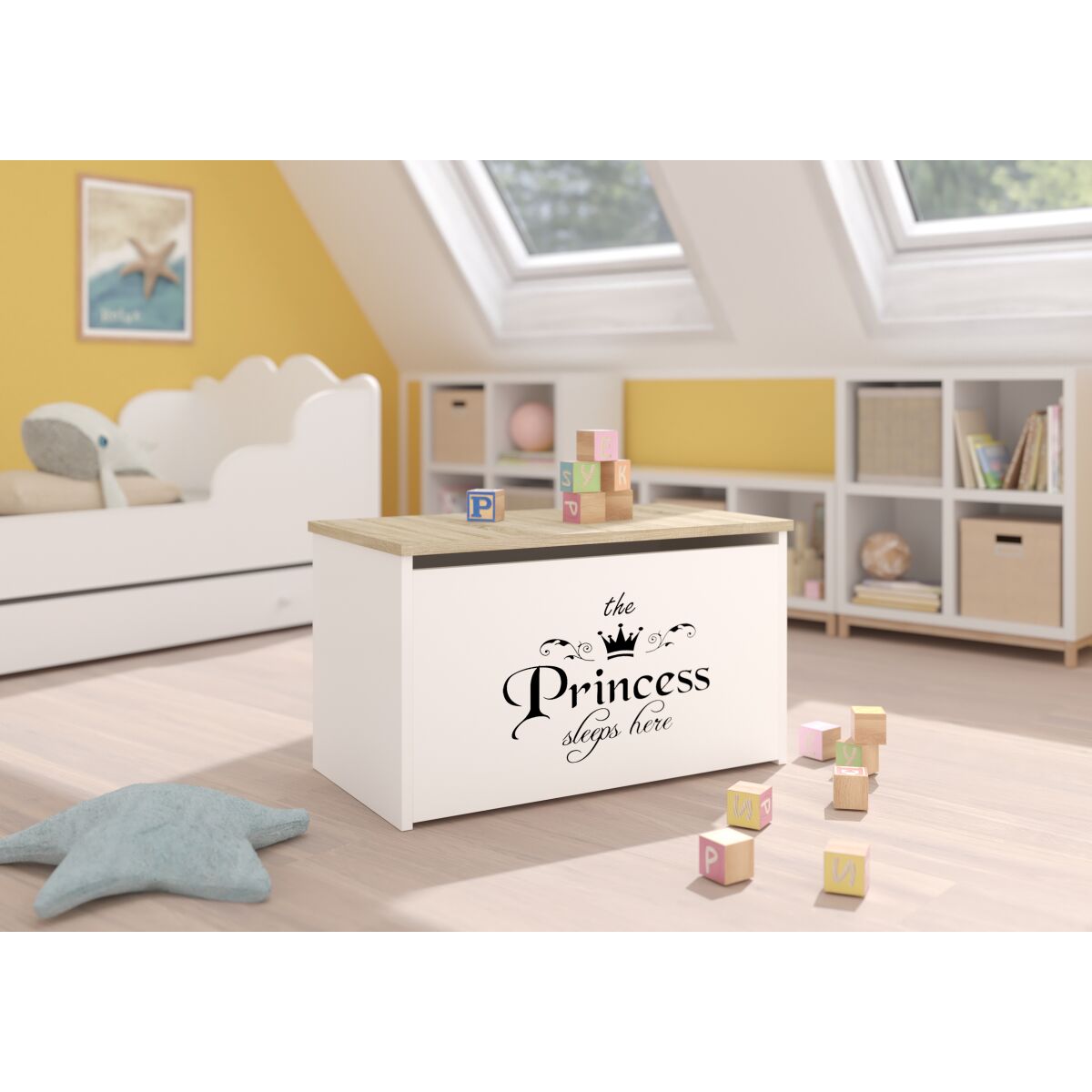 Toy box DARIA – White + Sonoma + PRINCESS BLACK Toy box DARIA – White + Sonoma + PRINCESS BLACK