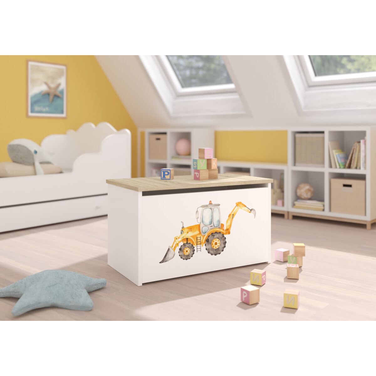 Toy box DARIA – White + Sonoma + DIGGER Toy box DARIA – White + Sonoma + DIGGER
