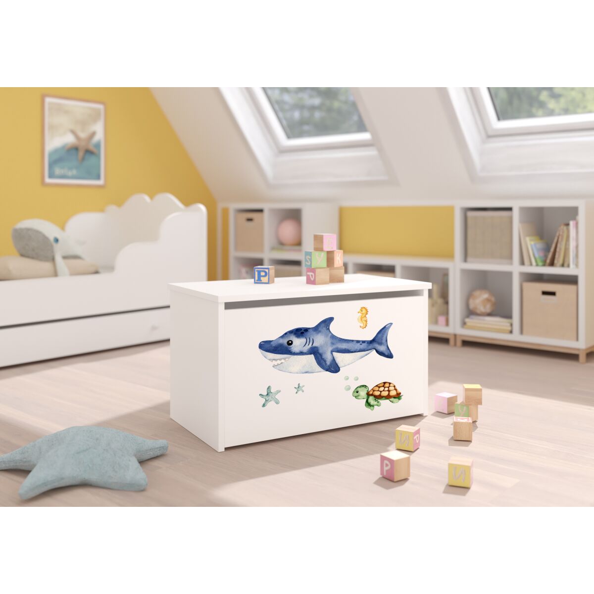 Toy box DARIA – White + Sea Animals + SEA ANIMALS Toy box DARIA – White + Sea Animals + SEA ANIMALS