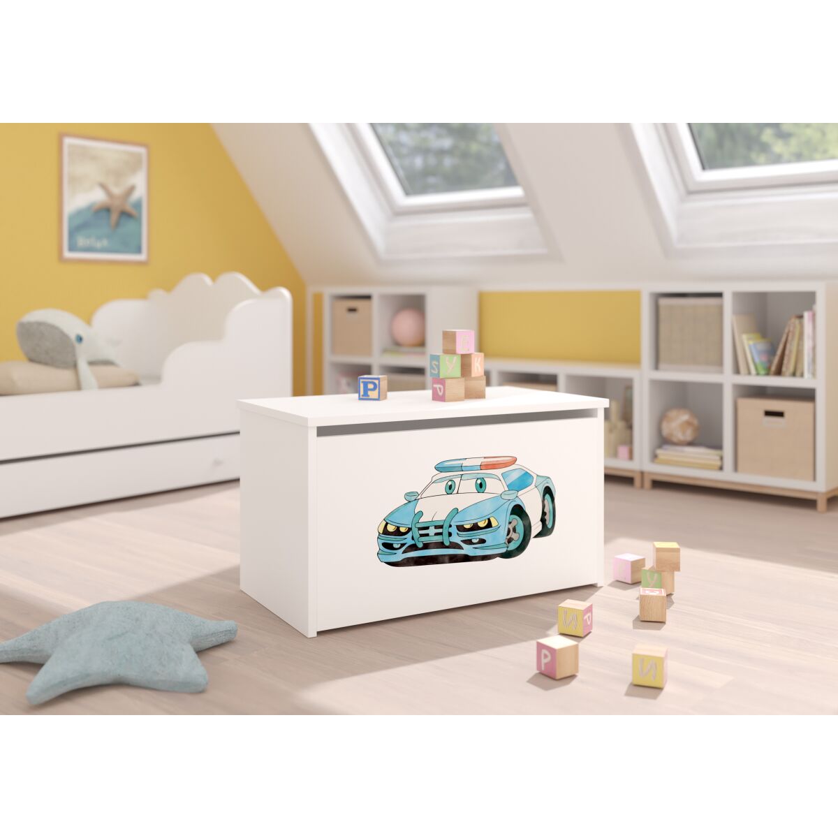 Toy box DARIA – White + Police CAR + POLICE CAR Toy box DARIA – White + Police CAR + POLICE CAR