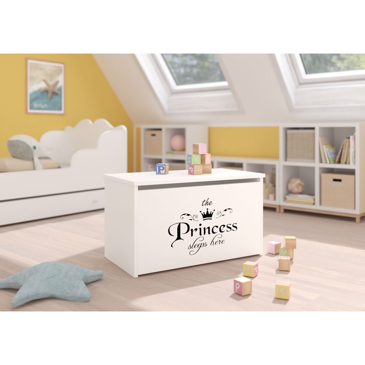 Toy box DARIA – White + Princess Black + PRINCESS BLACK Toy box DARIA – White + Princess Black + PRINCESS BLACK