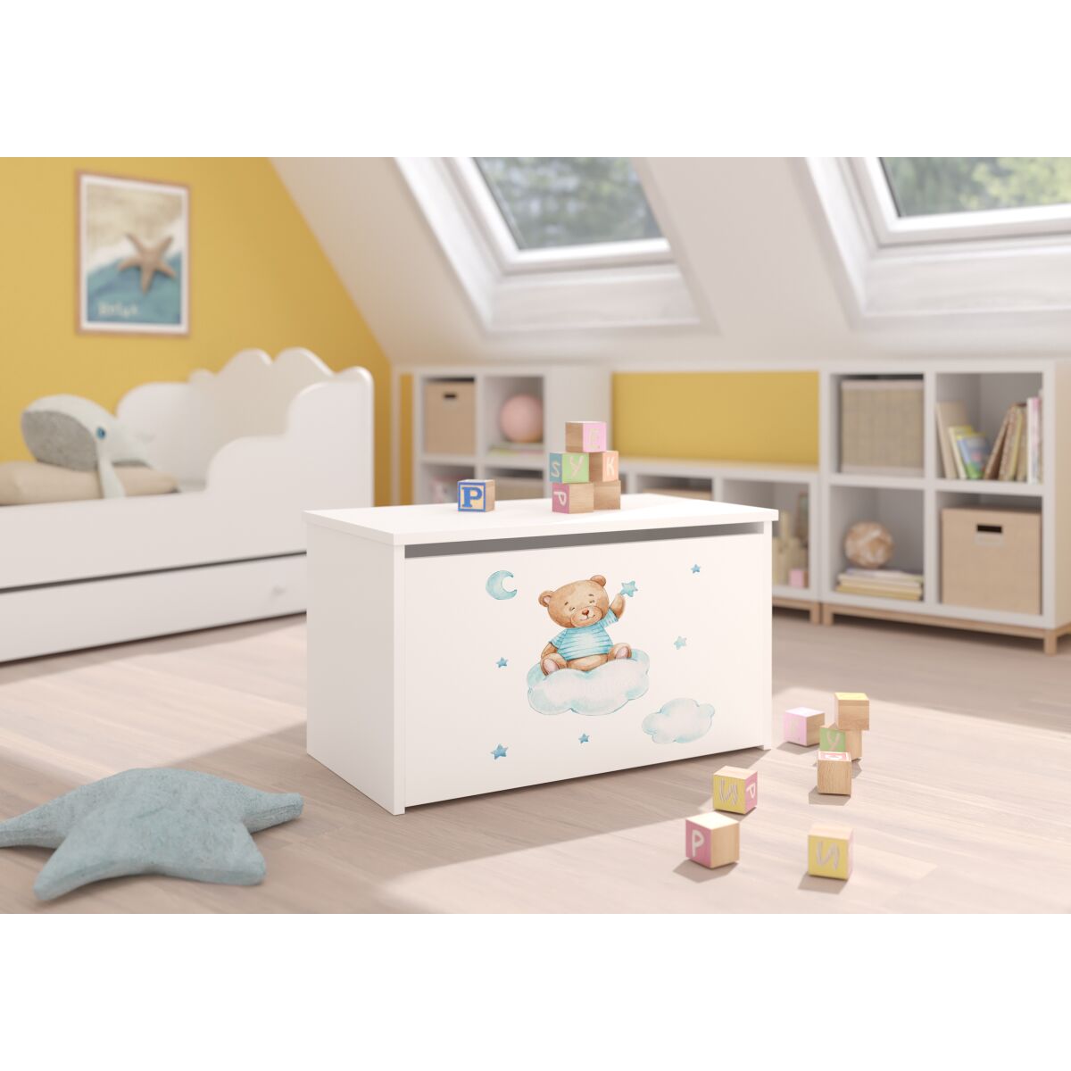 Toy box DARIA – White + Teddy BEAR And Cloud + TEDDY BEAR AND CLOUD Toy box DARIA – White + Teddy BEAR And Cloud + TEDDY BEAR AND CLOUD