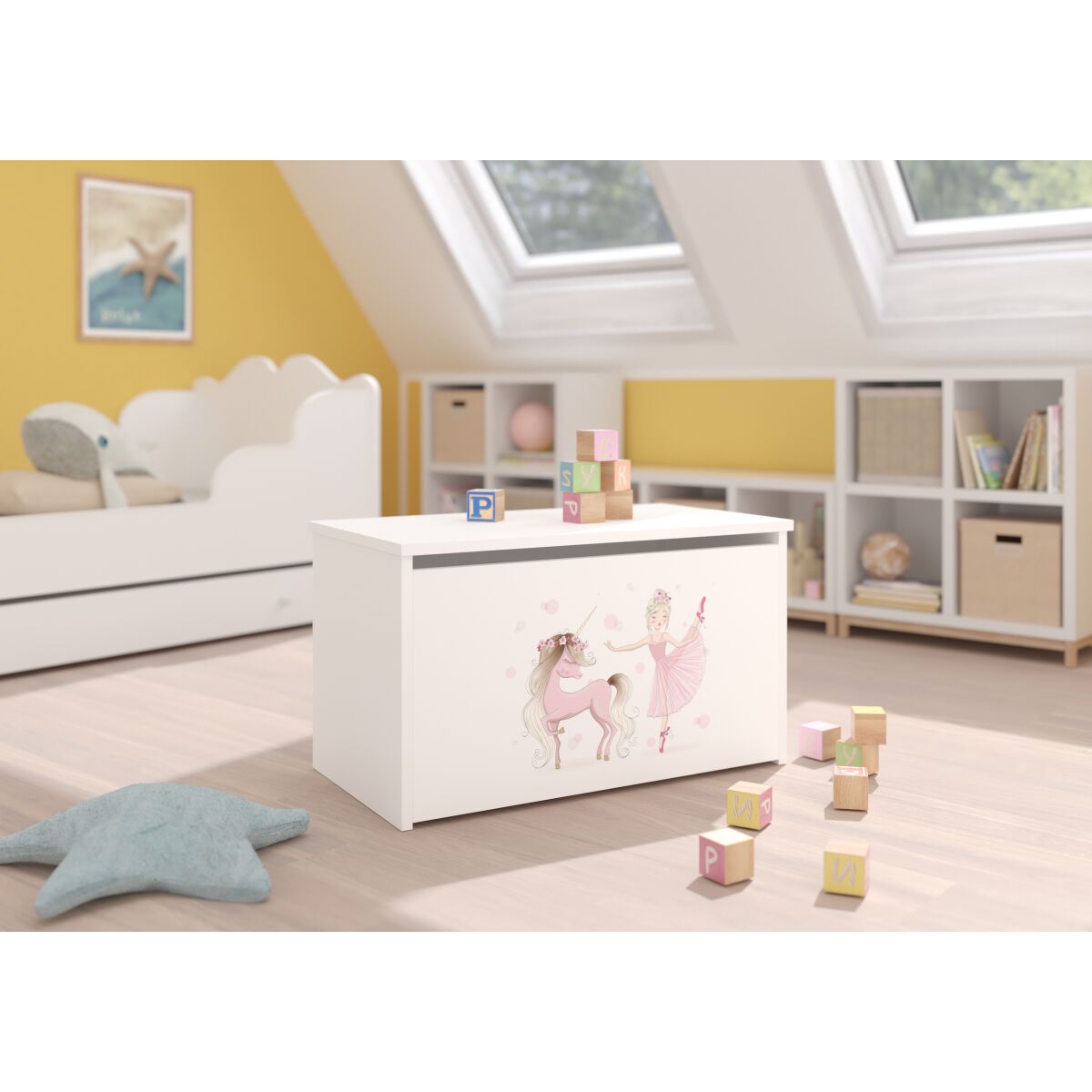 Toy box DARIA – White + Ballerina With Unicorn + BALLERINA WITH UNICORN Toy box DARIA – White + Ballerina With Unicorn + BALLERINA WITH UNICORN