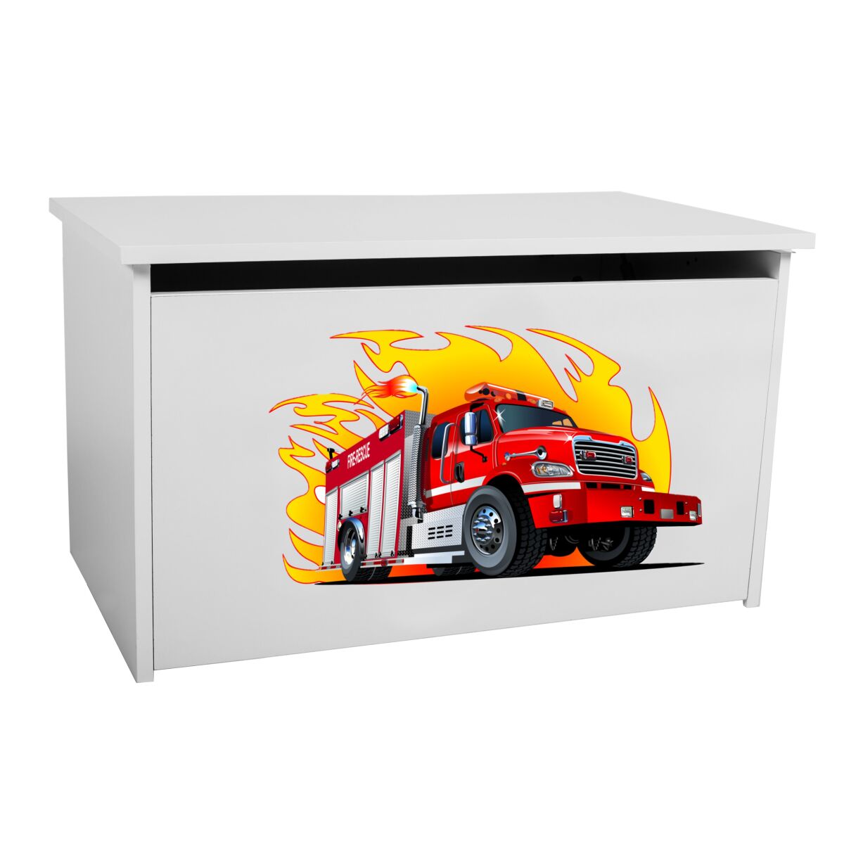Toy box DARIA – White + FIRE TRUCK Toy box DARIA – White + FIRE TRUCK