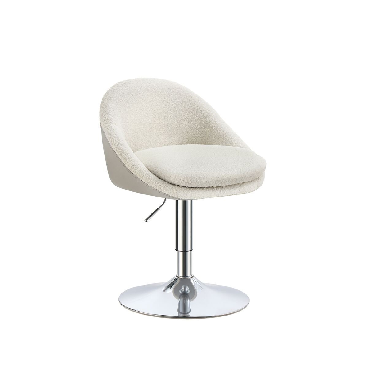 Adjustable Chair with Backrest and Base in Cream White