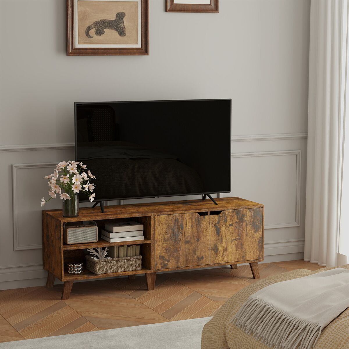 TV-alus, telerikapp 2 uksega, 140 cm pikk