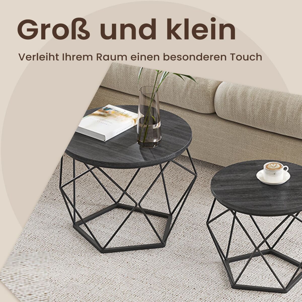 Round Coffee Table, Set of 2, Living Room