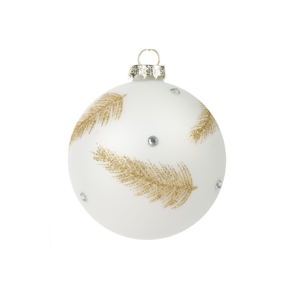 Glass Christmas Bauble White, 10 cm