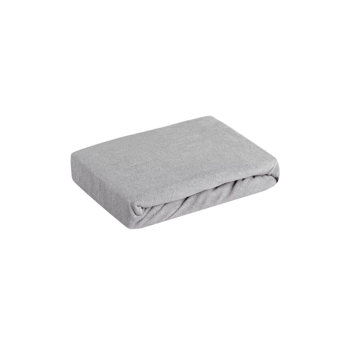 Froteest kummiga voodilina 140 cm x 200 cm helehall 170 GSM 20% polüester 80% puuvill