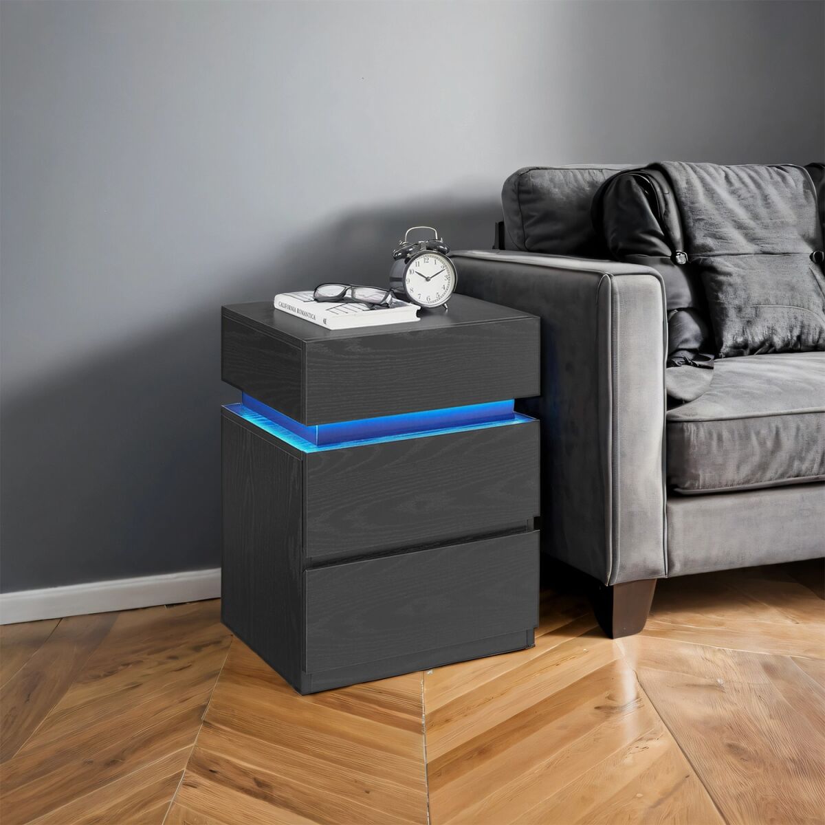 Öökapp LED-valgustusega, abilaua, reguleeritavate värvidega