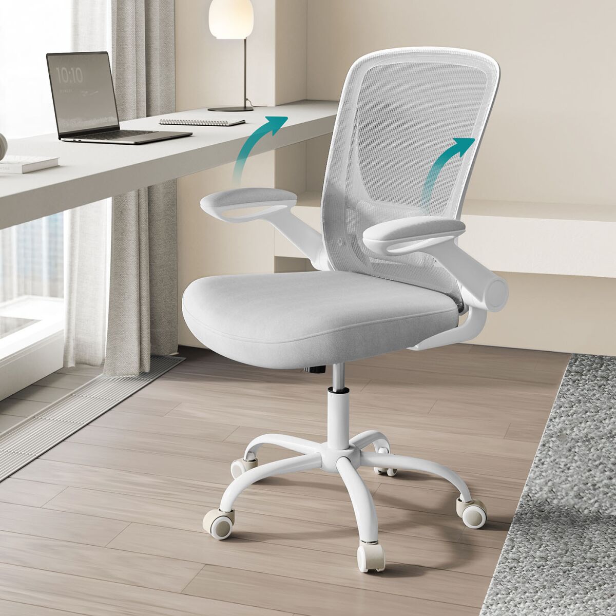 Ergonomic Office Chair with Mesh and 53 cm Wide Seat Light Grey