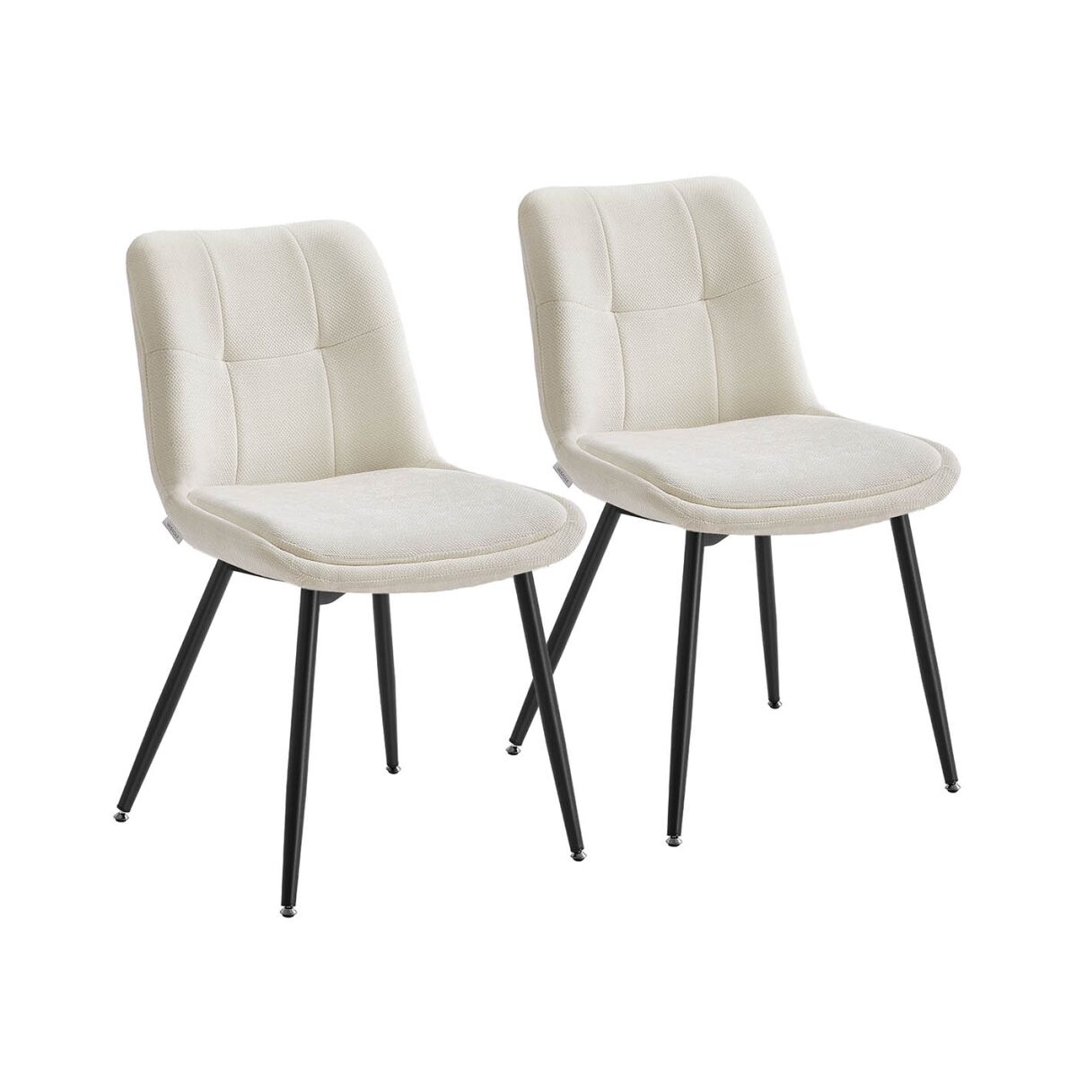 Dining Chair Set of 2 with Double Cushion in Cream White