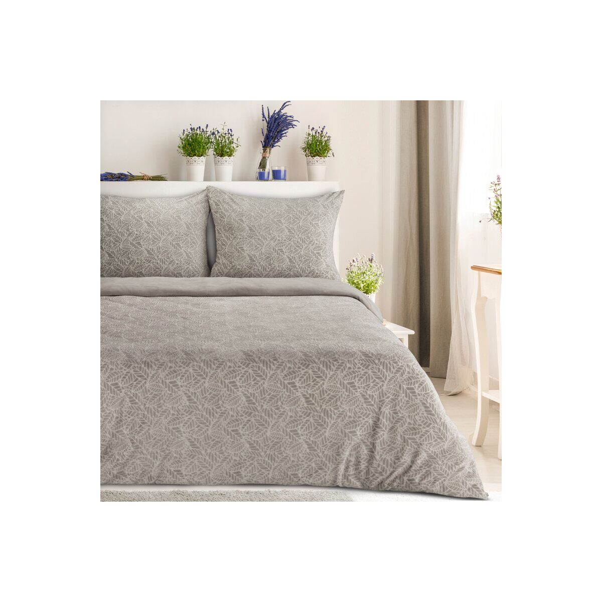 Pehme Velvetist Voodipesu Embossitud Botaanilise Mustriga, Laius: 140 cm, Pikkus: 200 cm, Värv: Beež, Kaal: 210 GSM, Koostis: 100% Polüester