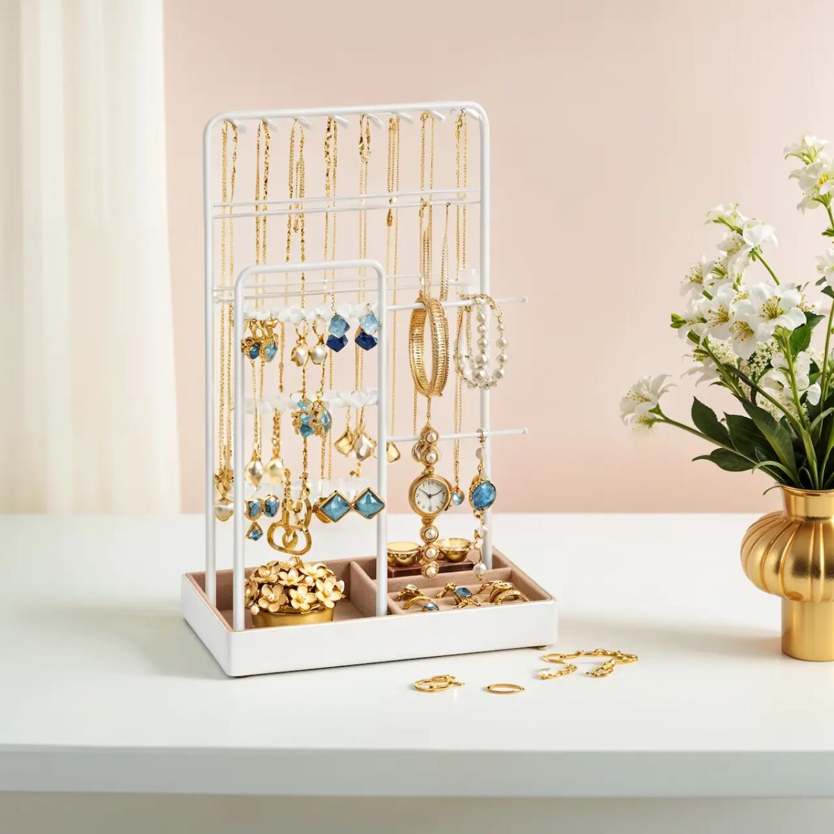 Jewelry Stand, Holder, Velvet Tray
