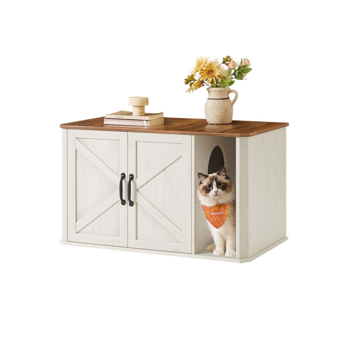 Kassi Maja Eesmine Sissepääs 85 x 48.5 x 50 cm – Mesi Pruun ja Vintage Valge