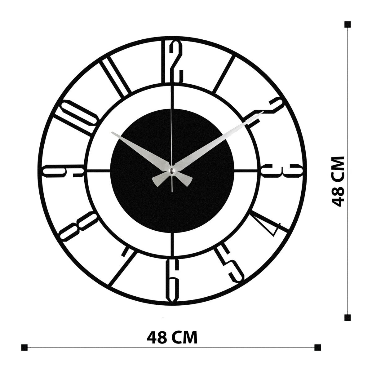 Элегантные Черные Декоративные Часы с Металлическим Корпусом, 48 x 48 см