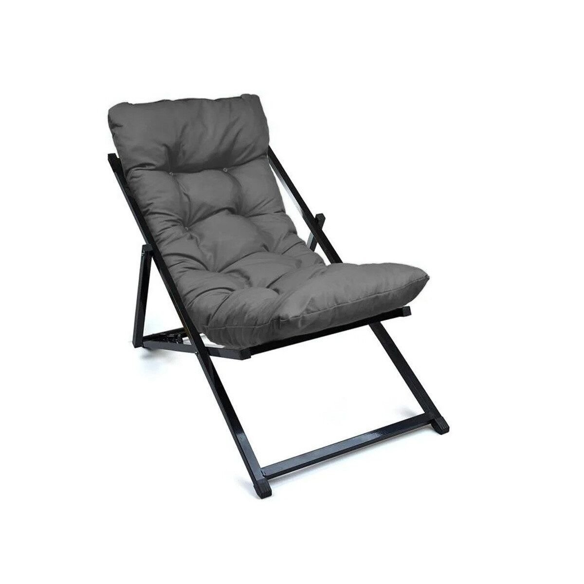 Durable Metal Sunlounger, Dark Grey, 128 cm Closed, 92 cm Open