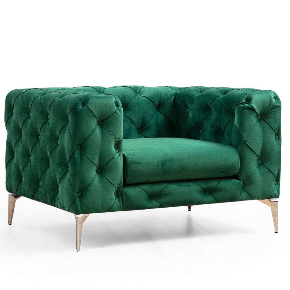 Elegant Green Wing Chair, Beech Wood & Chipboard Frame, 108x70x90 cm