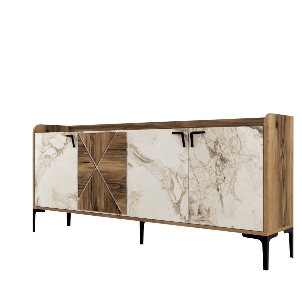 Tööstuslik Konsoollaud, Pähkel & Valge, 180 x 35 x 78 cm