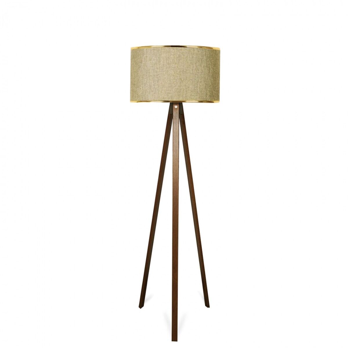 Elegantne Puidust Põrandalamp, Beež & Kuldne, 140 cm Kõrgus