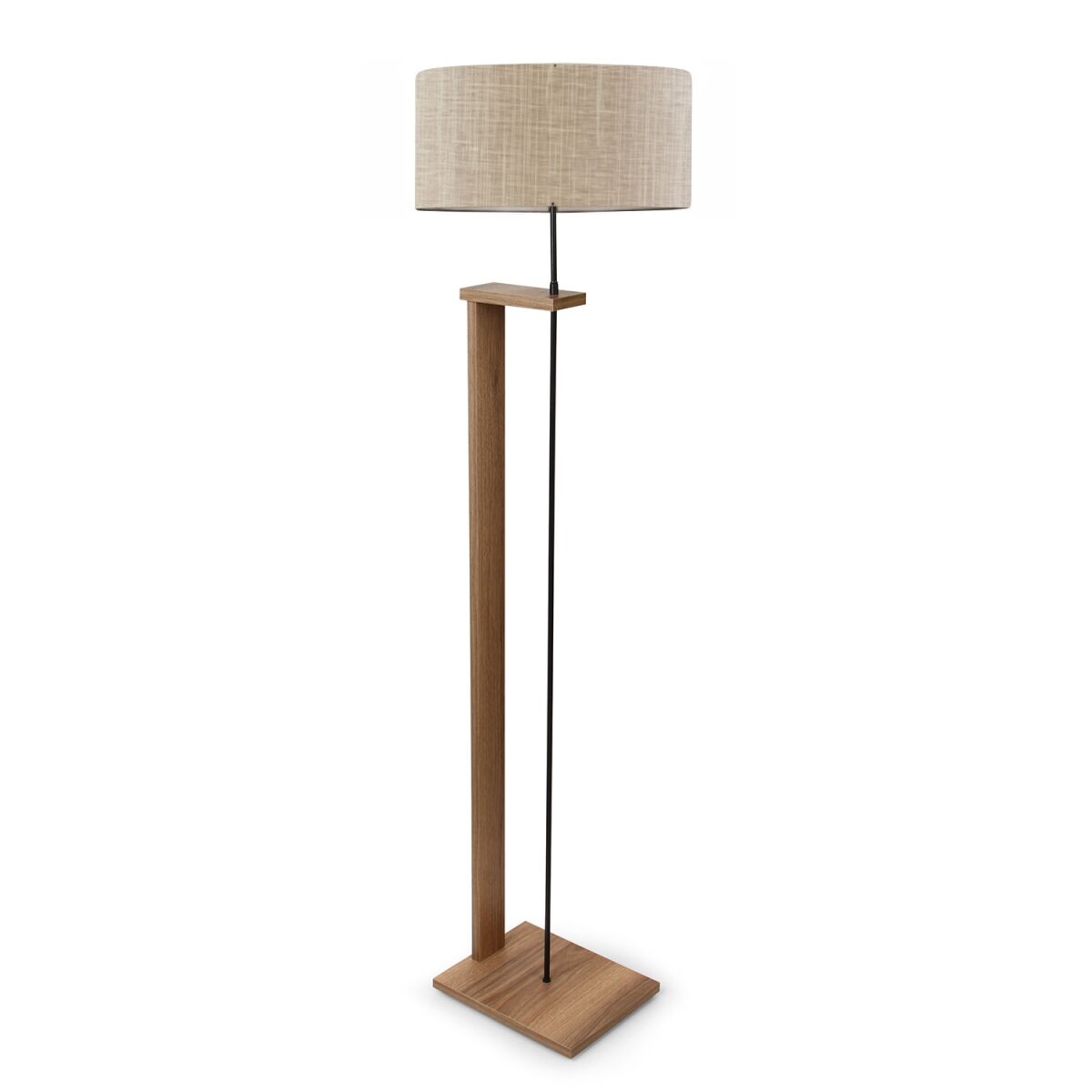Modernne puidust põrandalamp, beež ja puidu viimistlus, 150 cm kõrgus, E27 sokkel, 100% PVC MDF korpus, stiilne Skandinaavia disain kodu ja kontori jaoks