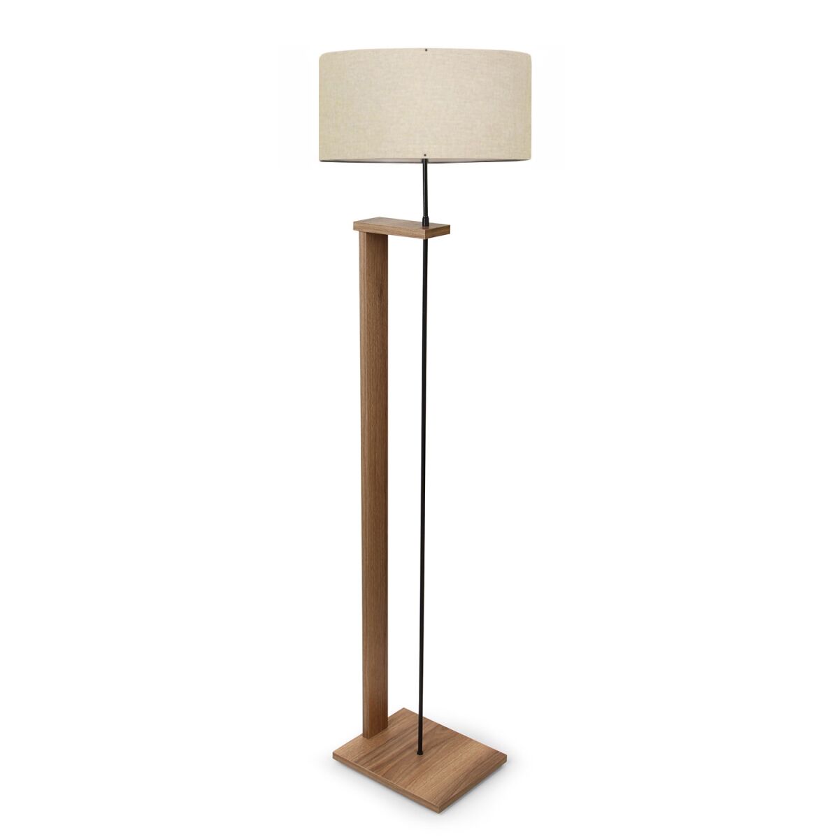 Modernne puidust põrandalamp, beež ja puitviimistlus, kõrgus 150 cm, E27 sokkel, 100% PVC MDF korpus, stiilne skandinaavia disain kodu ja kontori jaoks