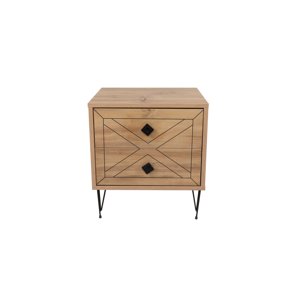 Тумбочка в индустриальном стиле с 2 ящиками, цвет сосны, 50 x 55 x 40 см