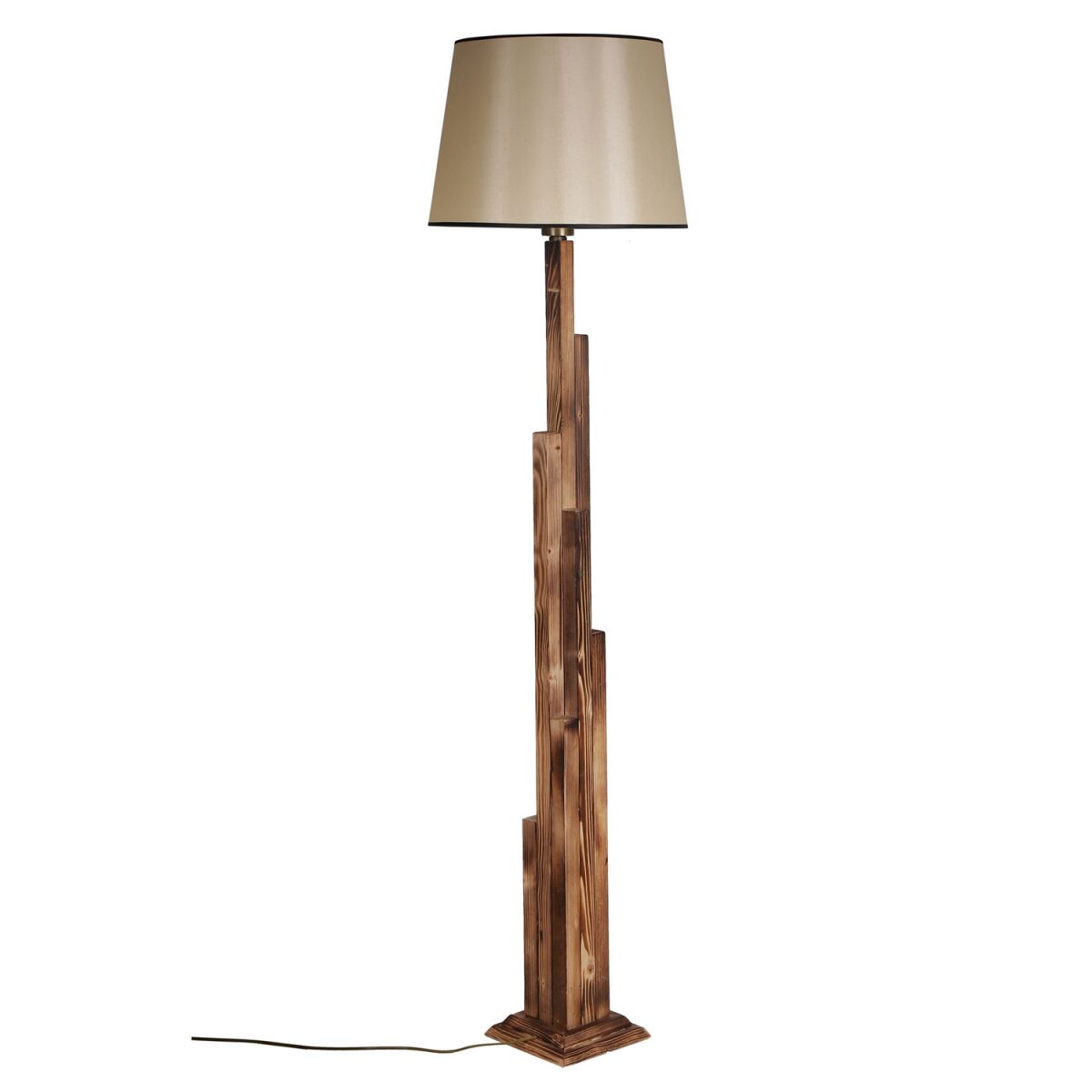 Elegantne Põrandalamp, Pruuni Männi Kehaga, 165 cm Kõrgus