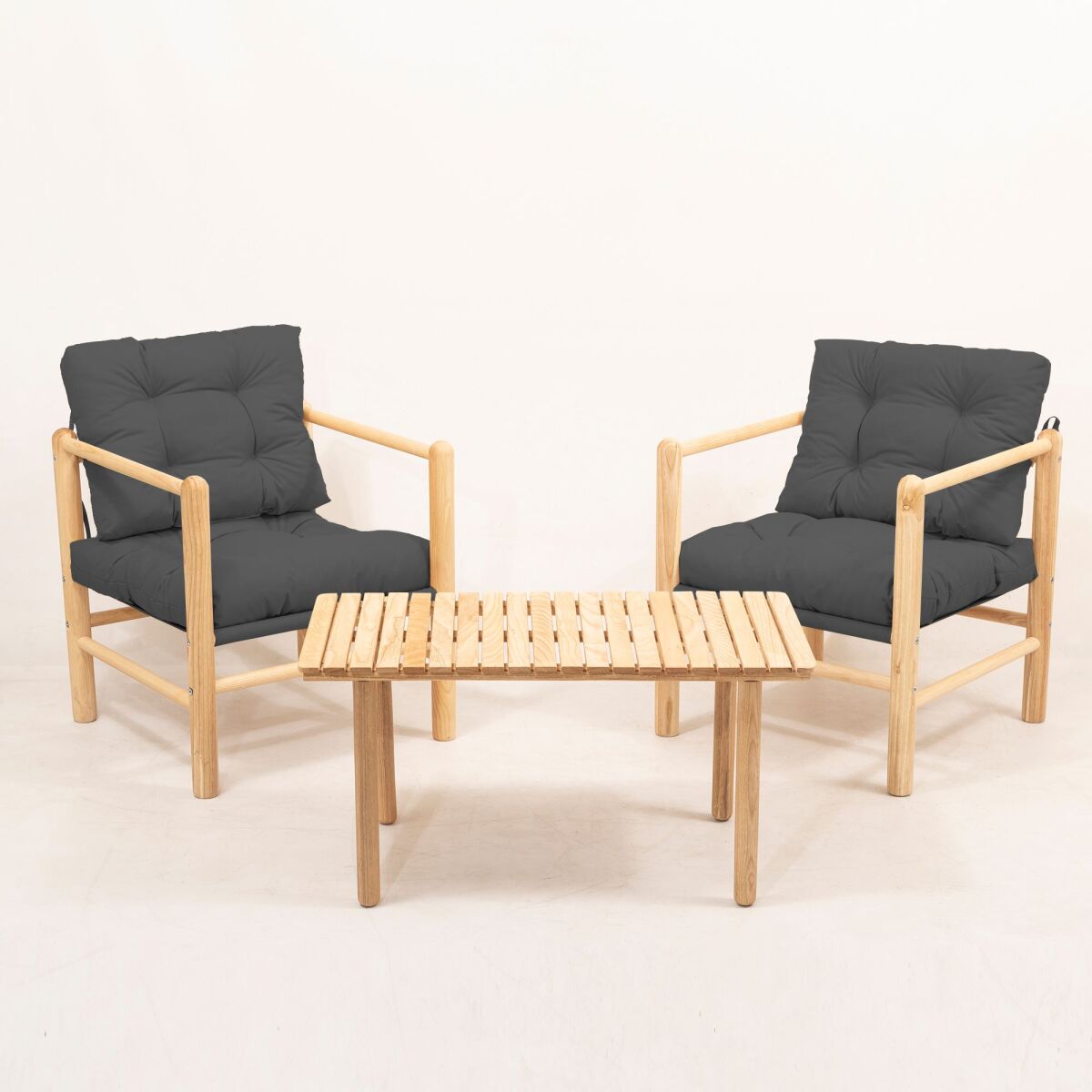 Stiilne Aialaua ja Toolide Komplet (3 Osa), Antratsiit, 51 cm Diivan & 90 cm Kohvilaud