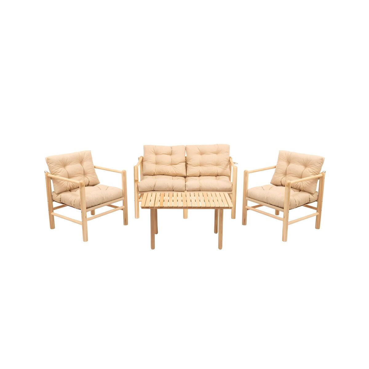 Elegantne Aialaua ja Toolide Komplekt (4 tükki), Naturaalne & Kreem, 135 x 75 x 74 cm
