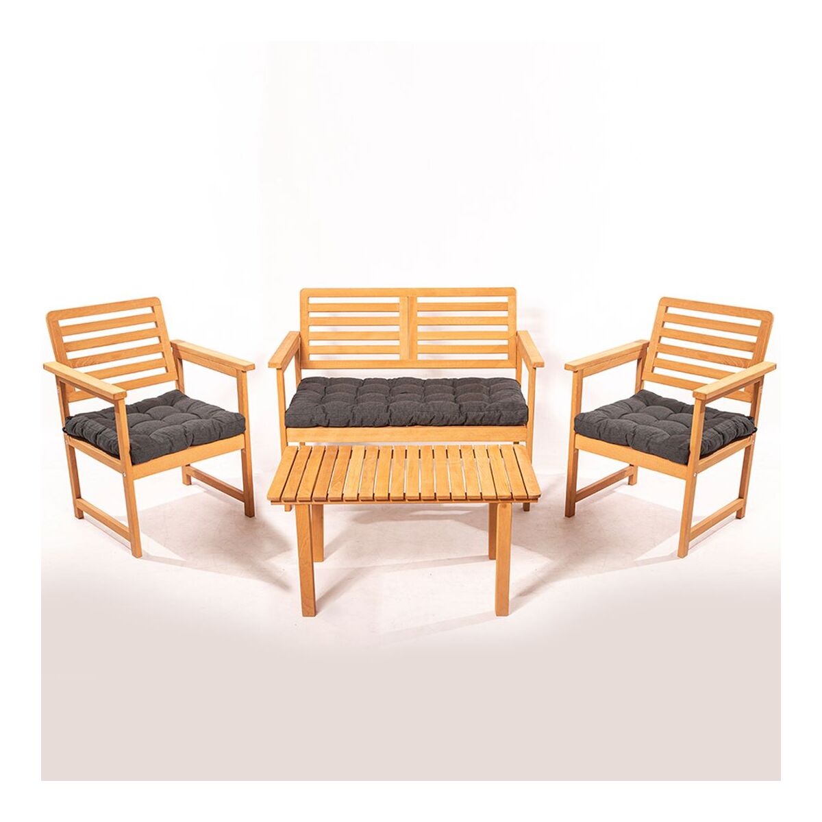Elegantne Aialaua ja Toolide Komplekt (4 osa), 100% Sarapuu Puit, Antratsiit