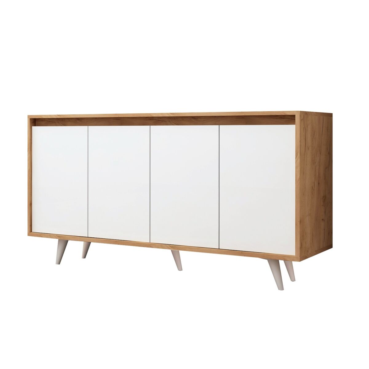 Moodne konsoollaud, tamm & valge, 140 x 86 x 40 cm