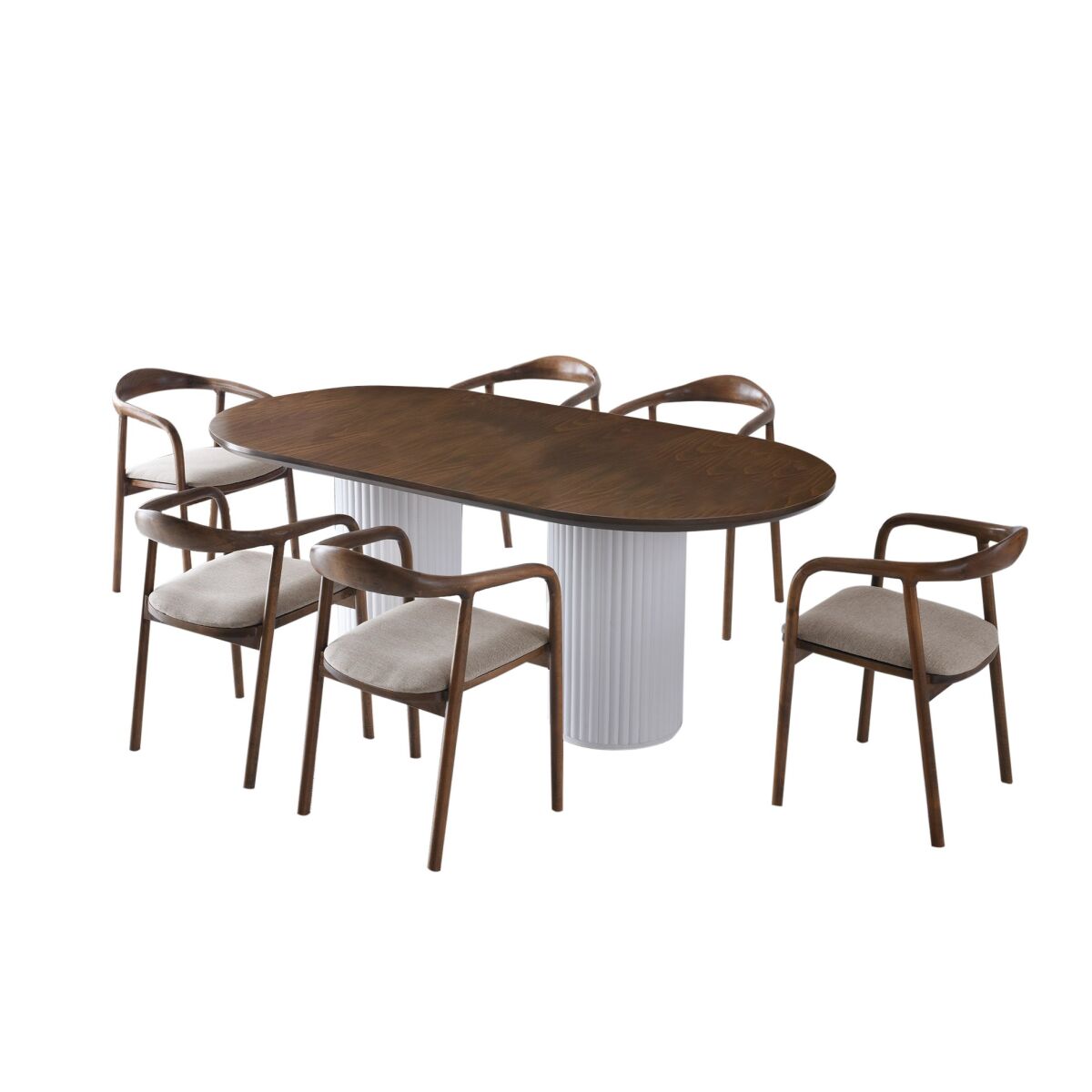 Elegant Dining Table, Walnut & White, 200 x 100 x 77 cm