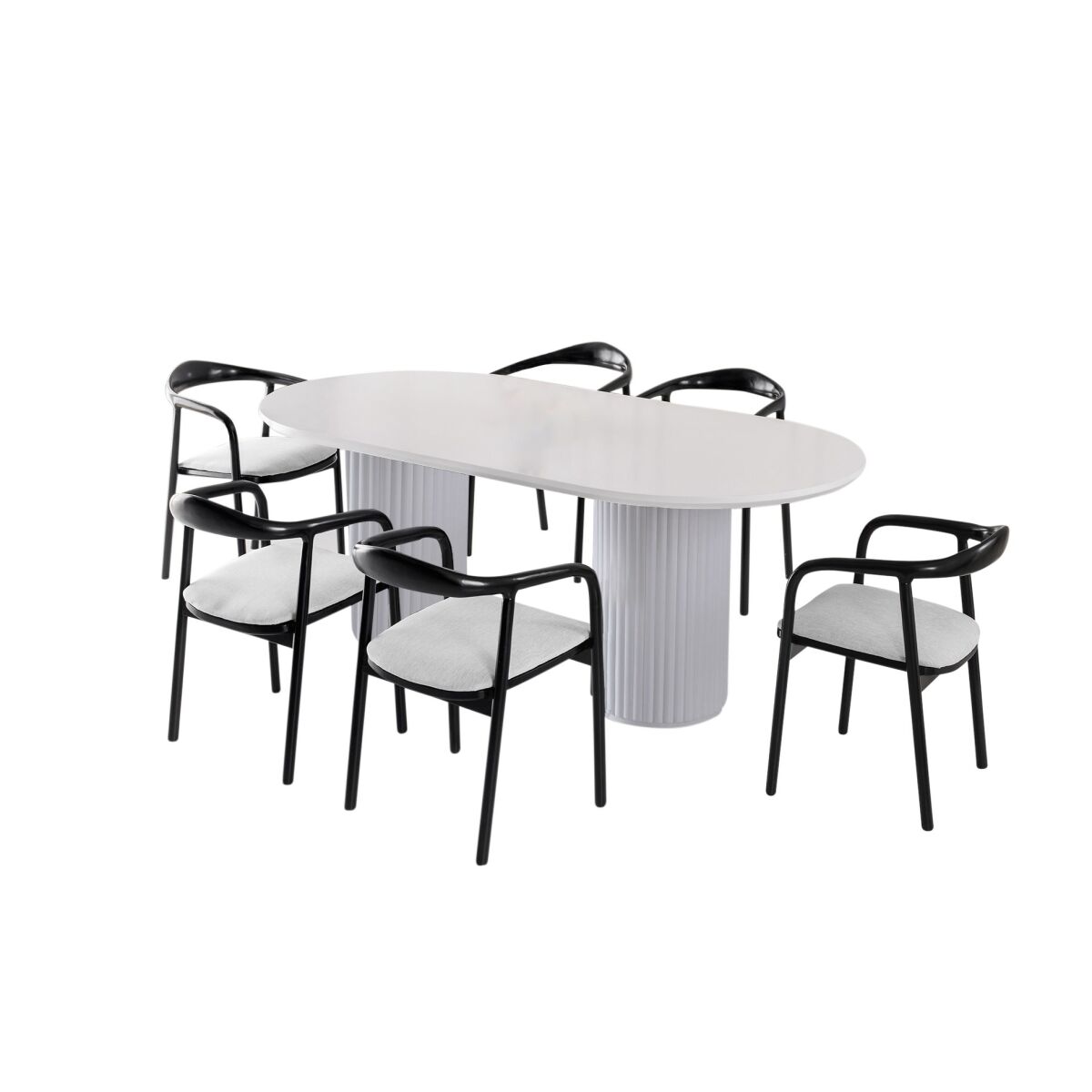 Elegant White Dining Table, 200 cm x 100 cm x 77 cm