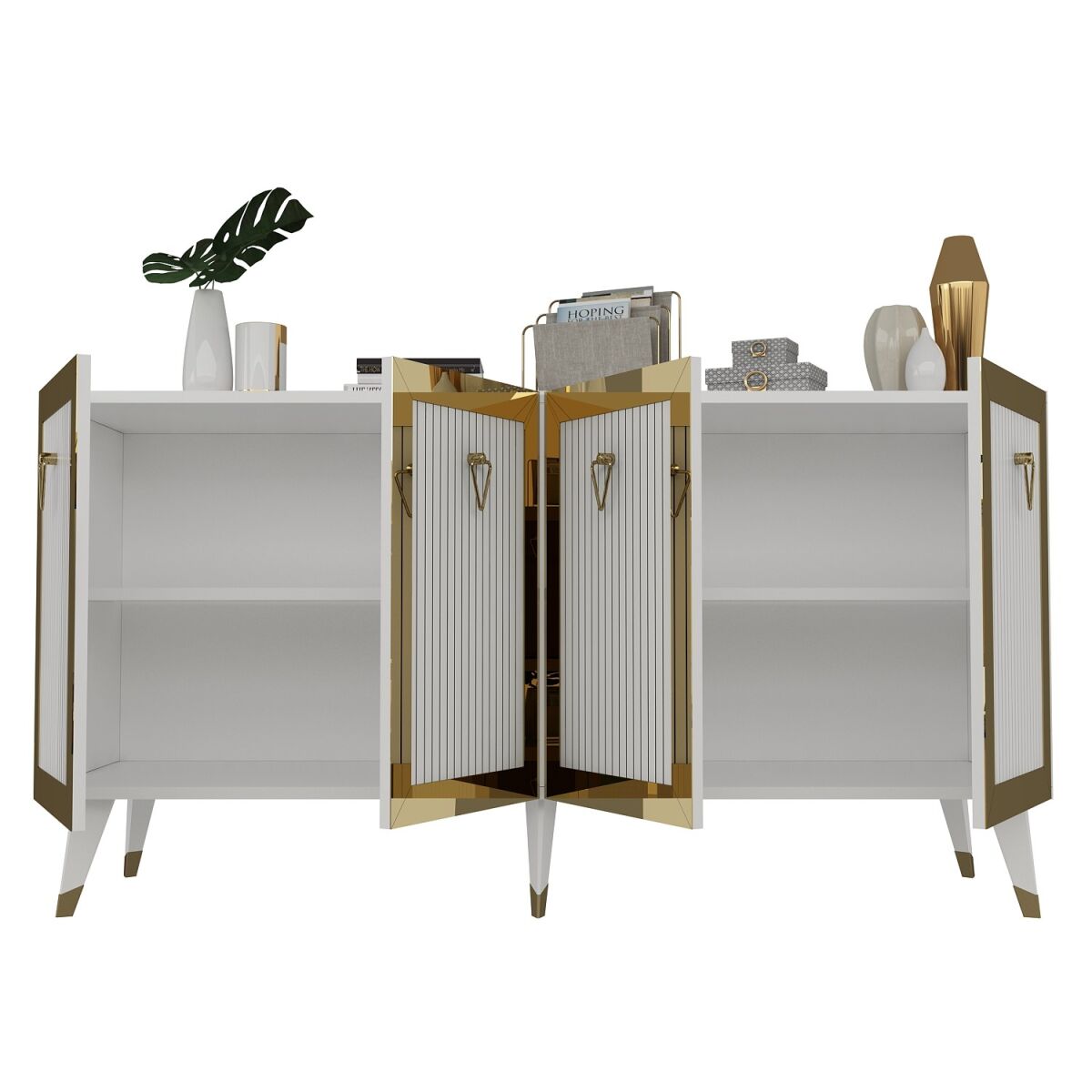 Elegantne Konsoollaud, Valge ja Kuldsed, 150 cm x 80 cm x 40 cm