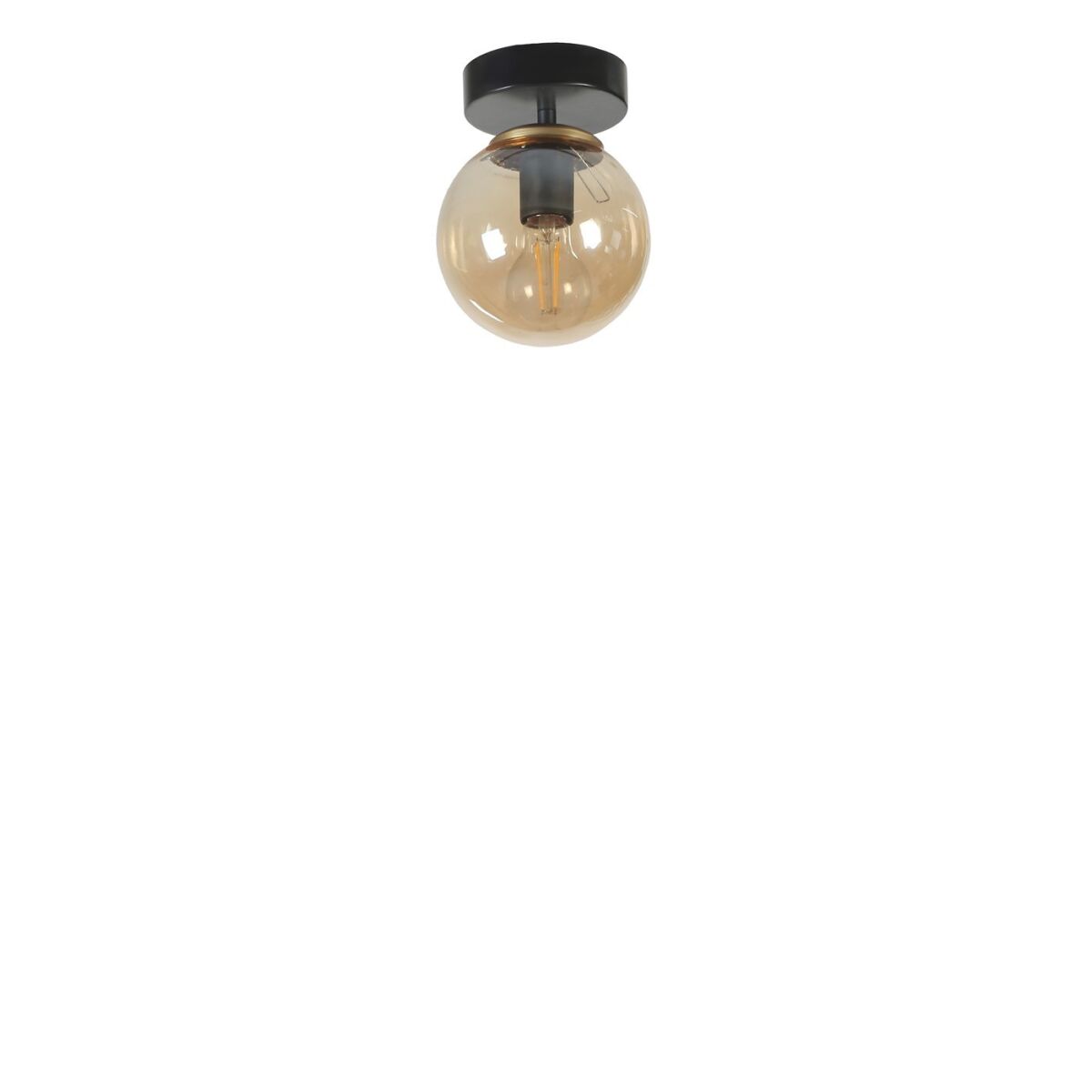 Elegantne must ja merevaigukollane kroonlühter, metallist korpus, 15 cm läbimõõt, 20 cm kõrgus, E27 pesa, max 40W, IP20
