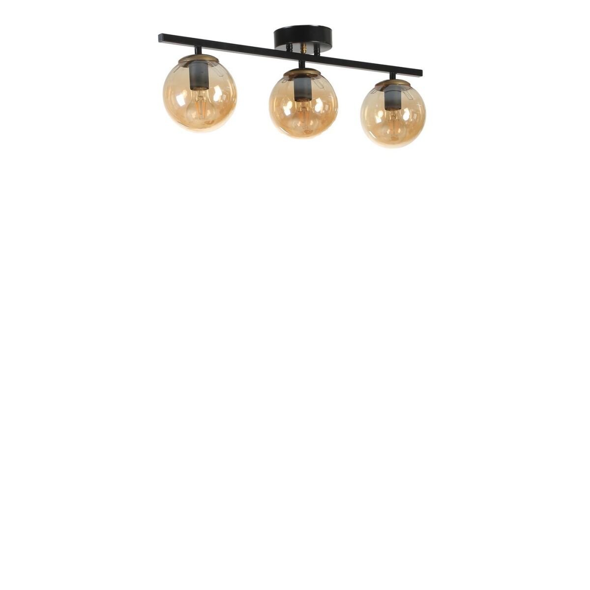 Elegantne must ja merevaigukollane lühter, metallkere, 15 cm läbimõõduga, 20 cm kõrgune, 56 cm pikkune, E27 sokkel, max 40W, stiilne valgustus modernsetele ruumidele