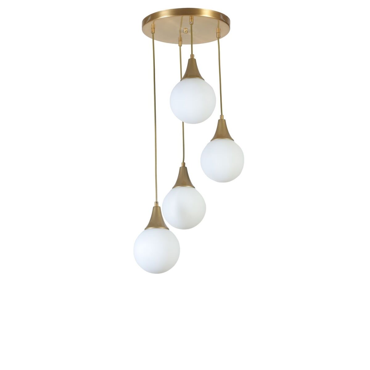 Elegant Metal Chandelier, White & Gold, 30 cm Diameter, Adjustable Height 70 cm