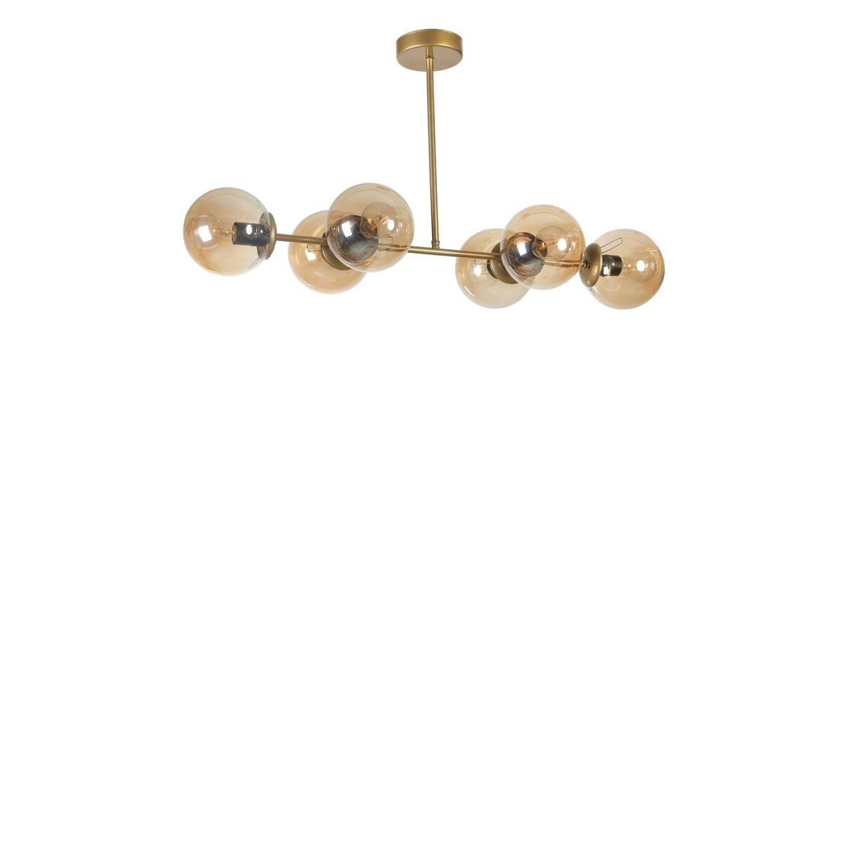 Elegantne Merevaigukollane ja Kuldne Lühter, Metallkere, 90 cm Pikkus, 15 cm Kupliläbimõõt, E27 Sokkel, 40W Maks, IP20