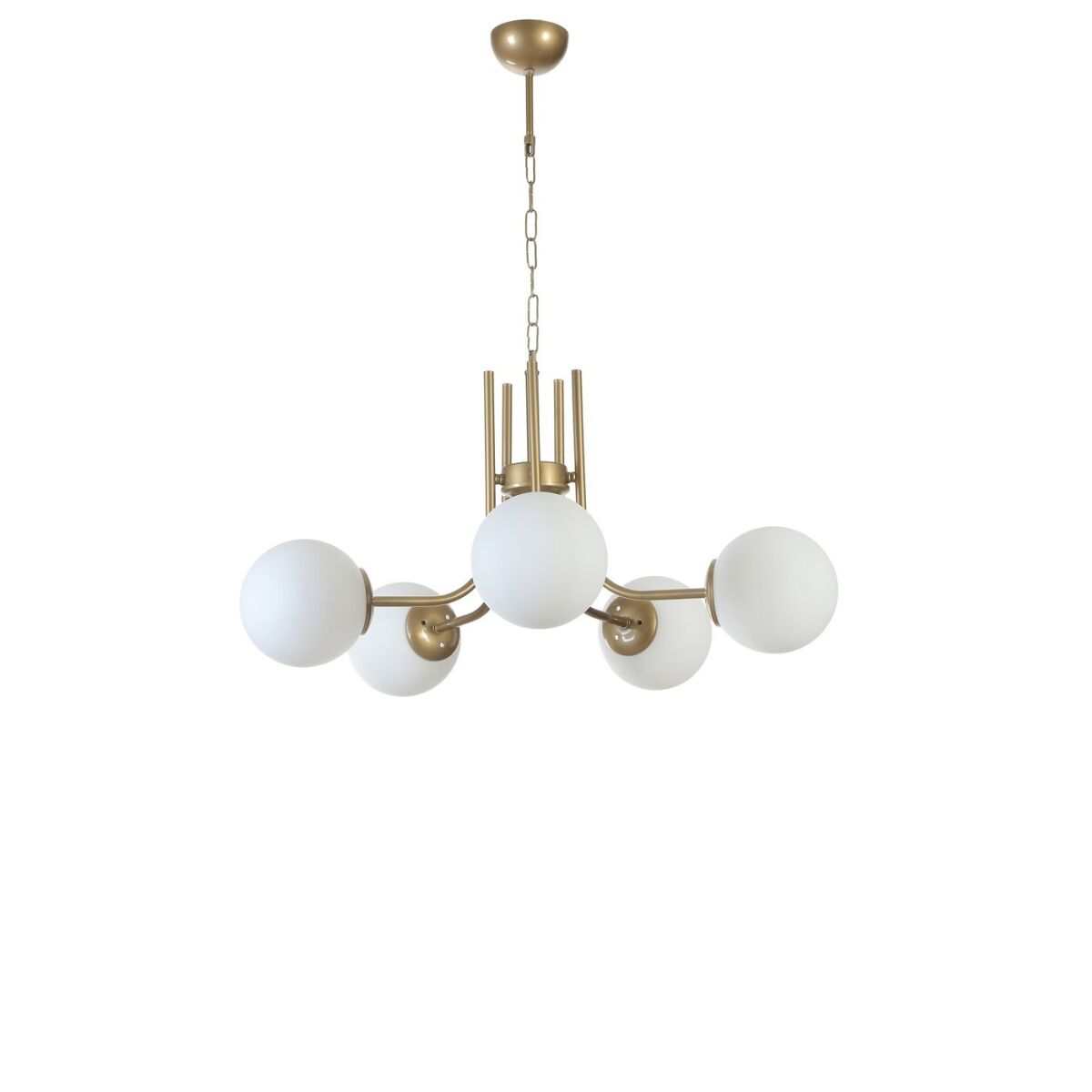 Elegantne valge ja kullaga lühter, Metallkonstruktsioon, 65 cm läbimõõt, 70 cm kõrgus, E27 sokkel, max 40W, IP20