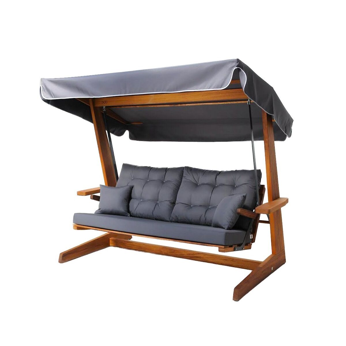 Aia kolmekohaline kiiktool, Iroko puidust raam, veekindel Etisilk kangas, lihtne puhastada, 400 kg kandevõime, 235 x 195 x 117 cm, boheemlaslik rustikaalne disain