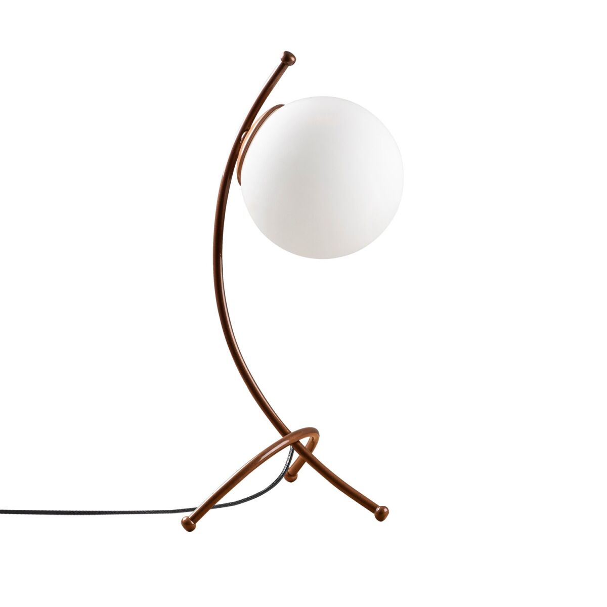 Modern Table Lamp with Metal Body & Glass Cap, 43 cm Height, Vintage & White Design
