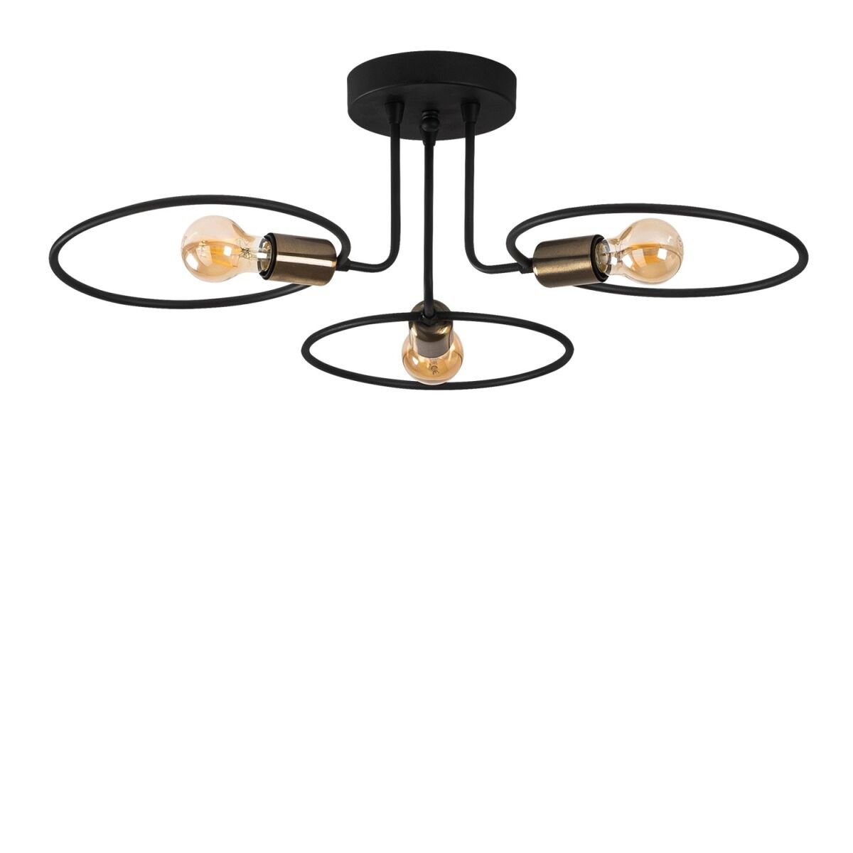 Modern Black Chandelier, 66 x 66 cm, Iron Body, 3 x E27 Max 40W, Height 22 cm, IP20